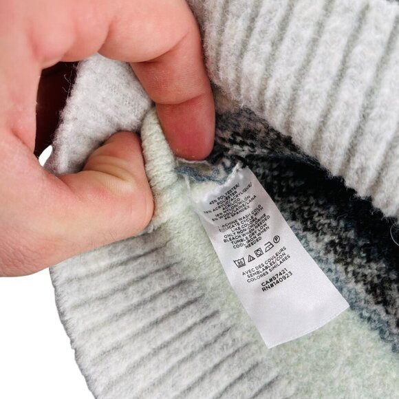 Loft Womens Fair Isle Sweater Medium White/Blue/Grey - Picture 3 of 6